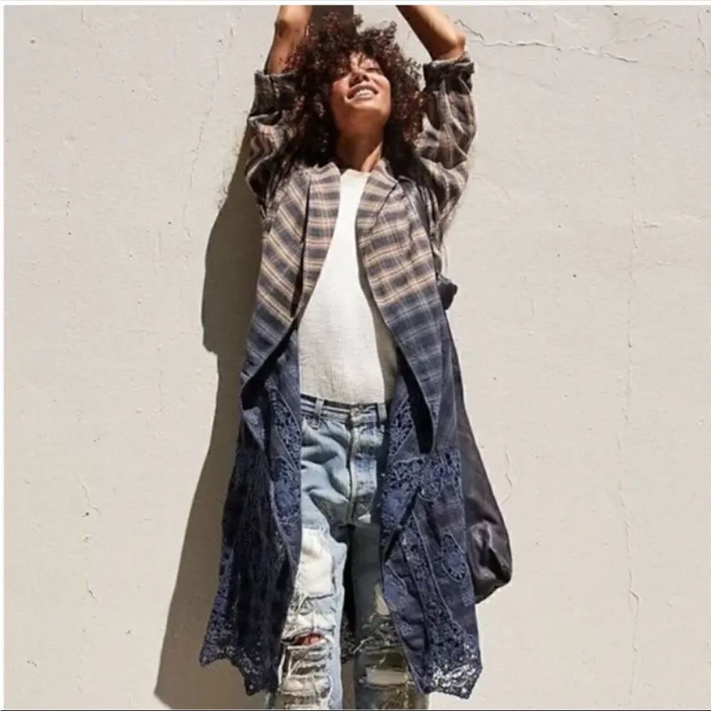 Free People Ombré Plaid Duster Size S